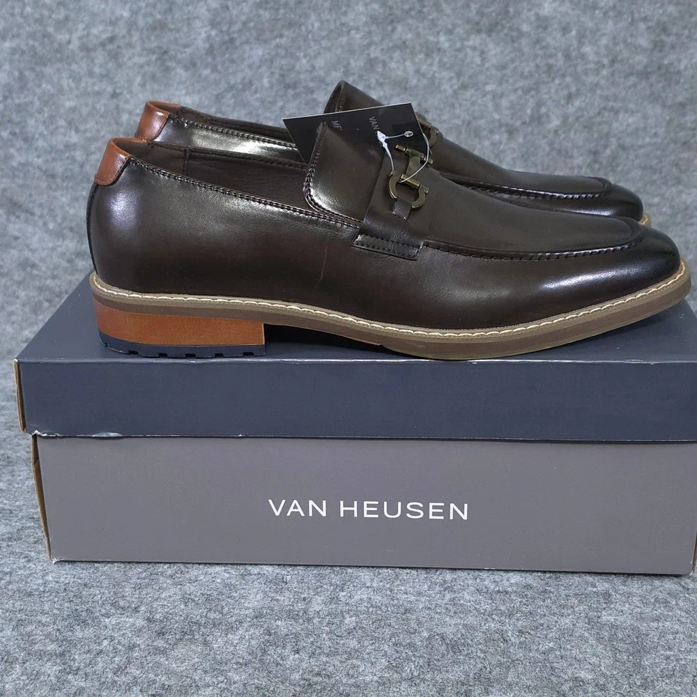 Van Heusen Grayson Mens Brown Bit Loafers Memory Foam Dress Shoe Size 10.5M nwob